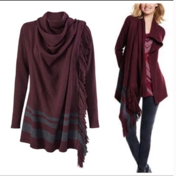 Cabi #3002 Port Fringe Wrap Sweater | Size Small - Picture 1 of 7